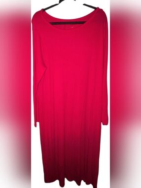 A New Day Red Ribbed Long Sleeve Maxi Dress XX-Large EUC